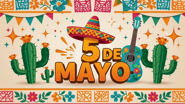 Animated cinco de mayo celebration video card