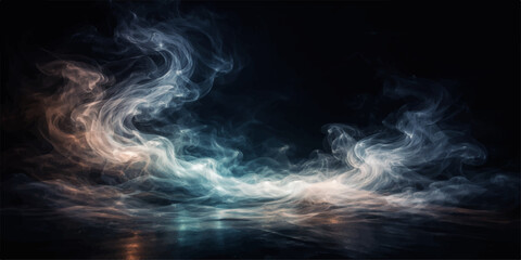 Obraz premium Abstract smoke on black background creates a dark texture of swirling fog and light clouds like a storm in the night sky