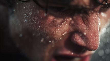 Fototapeta premium A slow-motion capture of sweat and motion during an intense sprint