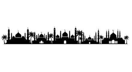 Fototapeta premium Islamic Mosque Silhouette Skyline - Architecture Religion Vector Art