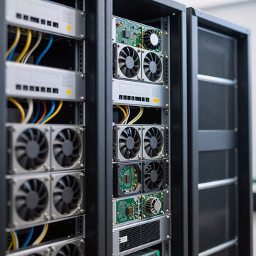 Sketch Server Yellow. Close-Up Of Server Rack Equipment