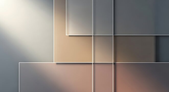Geometric abstract background with overlapping colored rectangles and soft light