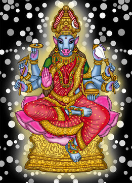 hand drawn digital art of goddess varahi