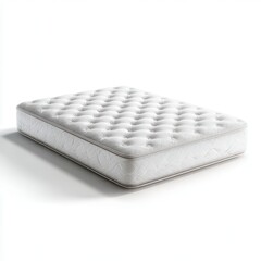 Fototapeta premium Modern white quilted mattress on clean background, comfortable bed cushion surface texture, home bedroom sleep concept