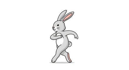 Fototapeta premium cute rabbit, cartoon bunny, white animal, dancing illustration