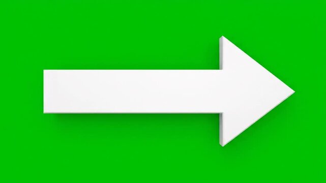 White arrow pointing right against bright green background with transition effect animation graphic design