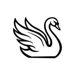 Fototapeta premium Elegant Swan Logo Vector Illustration Isolated on White Background
