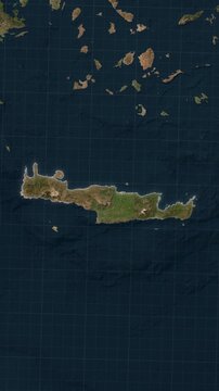 Crete Island Map Loop Animation In Vertical