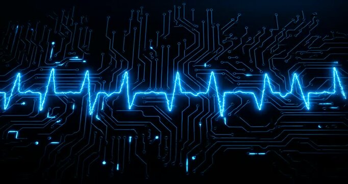 Blue circuit board patterns glow on a dark background  (37)