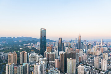Obraz premium The skyline of Futian District, Shenzhen at dusk
