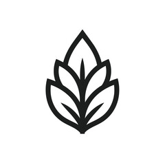Obraz premium Minimalist Black Outline Leaf Icon Isolated