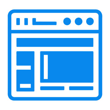 Blue vector icon representing a web browser interface layout