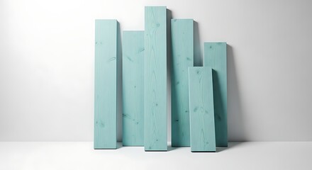 Fototapeta premium A group of blue wooden planks standing upright