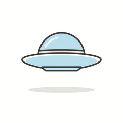 Fototapeta premium Minimalist light blue flying saucer icon isolated on white background
