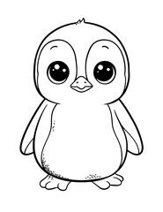 Obraz premium A cute baby penguin coloring page.