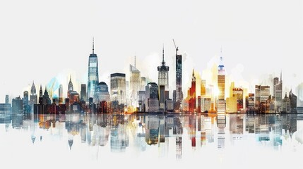 Obraz premium Colorful city skyline panorama