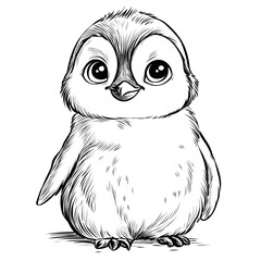 Obraz premium A cute baby penguin coloring page.