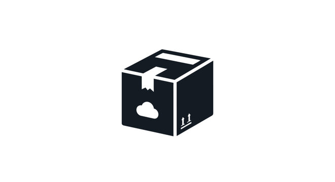 Black Cloud Storage Box Icon.