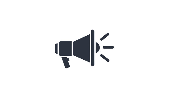 Black Megaphone Icon With Lines.