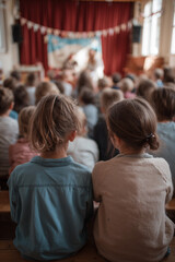 Kinder schauen sich gespannt ein Theaterstück an
