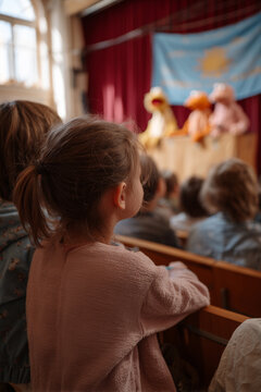 Kinder schauen sich gespannt ein Theaterst&uuml;ck an