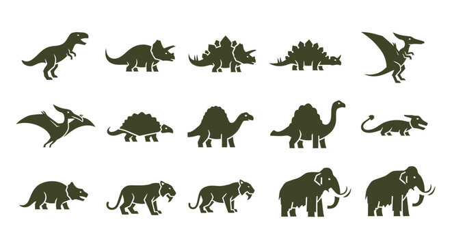 Dinosaurs and Prehistoric Animals Silhouettes.