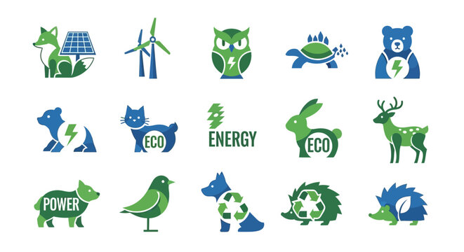 Eco friendly icons with animals.