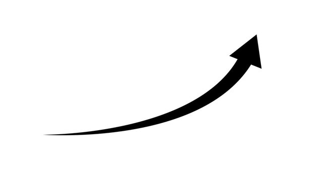 Animated Black Curved Arrow Pointing Direction with Alpha Channel and Transparent Background for Minimalist UI/UX Design and Professional Video Editing