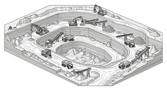 Isometric Detailed Vintage Racing Stadium Model Illustration.