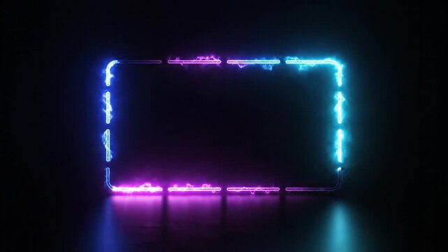 Neon lights forming a rectangle shape.