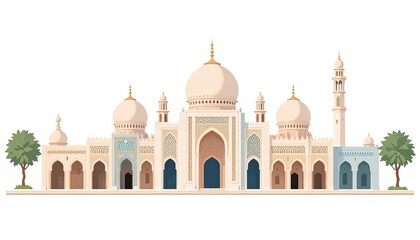 Obraz premium Arab American Heritage Month April celebration graphic, mosque illustration. Traditional Islamic ornament, cultural symbol. Concept of diversity, history, identity, recognition Arab American contribut