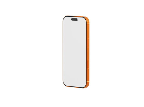 Orange smartphone mockup isolated on white. Featuring a sleek modern design, this phone evokes technology, comm