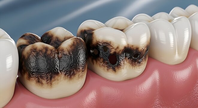 Decaying Teeth, Cavities and Dental Caries - Close Up Macro