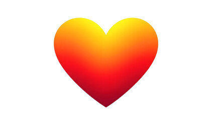 Obraz premium Simple heart shape with a smooth yellow to red sunset gradient fill, minimalist romantic icon, on a transparent background