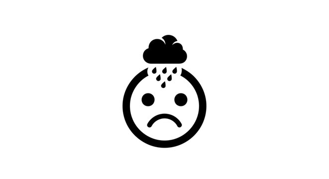 Sad face with rain and cloud.