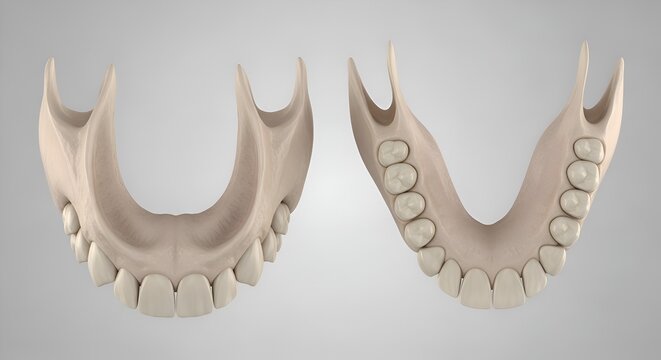 Human Jaw Anatomy: Upper and Lower Teeth, Dental Health Concept