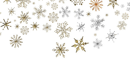 Stunning winter background with sparkling gold and silver snowflakes, perfect for holiday greetings © vege