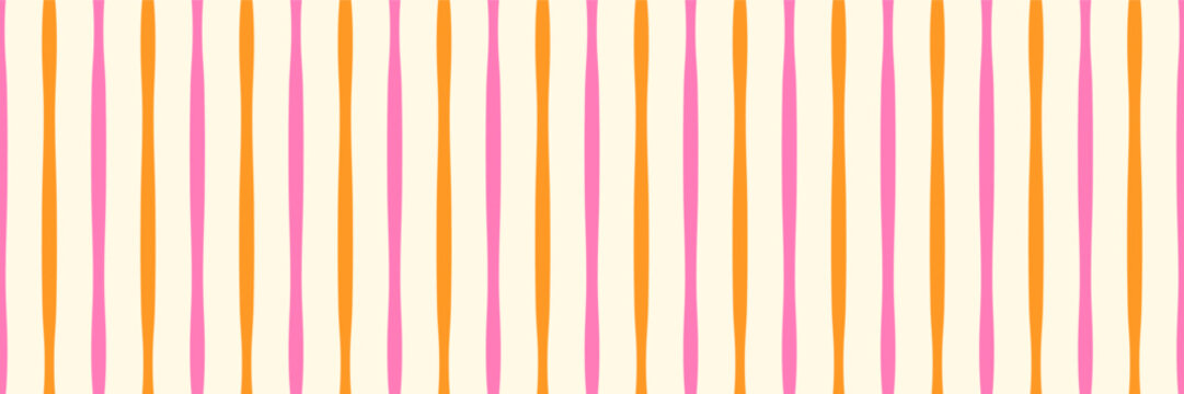 Simple retro stripes vector seamless pattern, pink, orange and warm cream color summer stripe background for clothing and textile decor