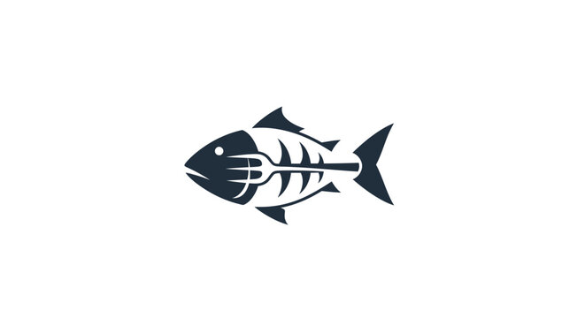 Black and white fish skeleton icon.