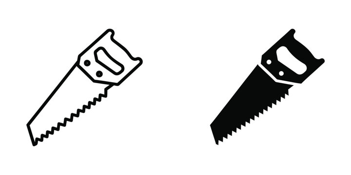 Comparison of two different types of hand saws in black and white illustration