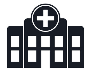 Obraz premium Black and White Monochrome Hospital icon vector illustration