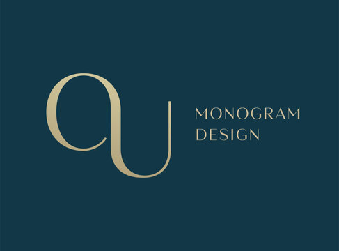 OU letter logo icon design. Classic style luxury initials monogram.
