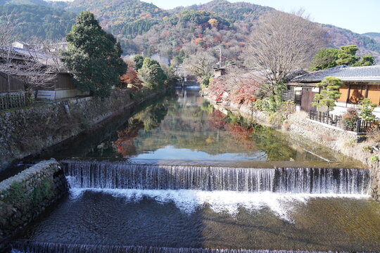 秋の橋からみた風景