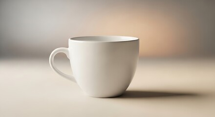 Obraz premium White ceramic coffee cup on light surface with soft lighting and shadow