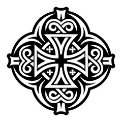 Naklejka premium Glyph icon depicting coptic cross tattoo