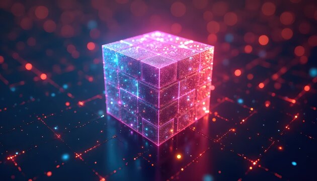 Glowing Color Blocks Modern Digital Art Wallpaper Concept