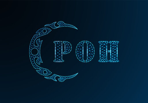 Low poly letter logo POH design. POH letter logo low poly vector design on blue color gradient background. POH logo low poly design