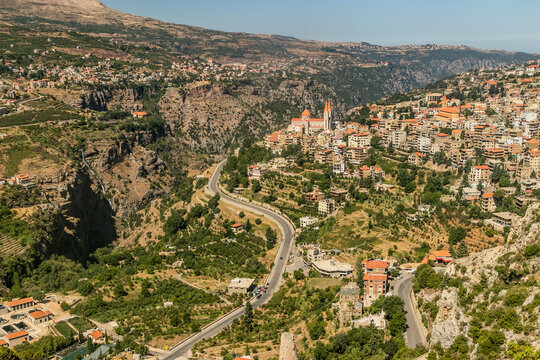 Bcharre (Bsharri) town in Qadisha valley, Lebanon