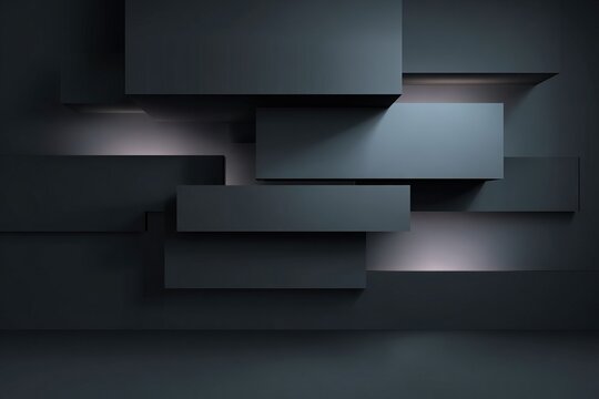 Minimal dark social media template with staggered stepped layers and uneven overlapping blocks