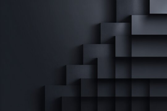 Minimal dark social media template with staggered stepped layers and uneven overlapping blocks